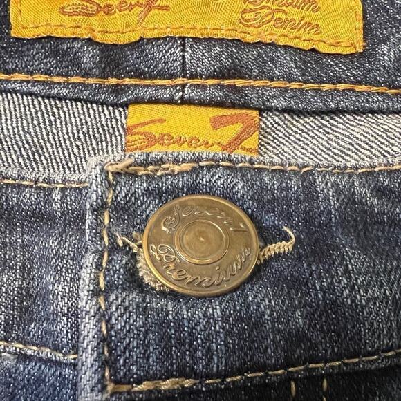 Seven7 jeans medium wash straight leg blue denim logo stitching on pockets Sz 8 - Picture 15 of 16